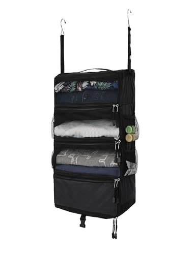 ELEZAY Hanging Packing Cubes All in One Ultra-Light Travel Shelves Portable Compression Organizer Bag Essentials for Carry-on Luggage Suitcase Closet Wardrobe Accessories Small, Black - color: Black, size: Small