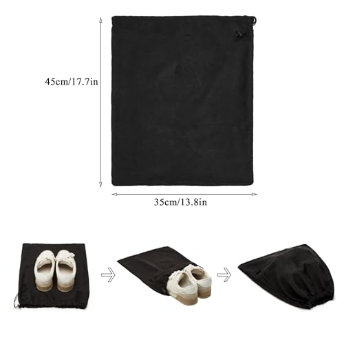 LAKE OF FIRE 4-Piece Travel Shoe Bags for Packing, 17.7" x 13.8" Dustproof Shoe Bags with Drawstring Closure,Washable & Reusable(Black) - color: Black