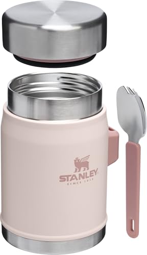 STANLEY Classic Food Jar and Spork | Vacuum Insulated Food Container | Wide Mouth Screw On Lid | Packable for Travel | Stainless Steel with Leakproof Lid | BPA-Free - color: Rose Quartz