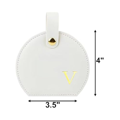 Travel Jewelry Case,Personalized Jewelry Box,Elegant Half-Moon Design with Personalized Golden Initial Case,Personalized Gifts for Women,Jewelry organizer;Personalized Gifts for Women or Friends(V) - style: V