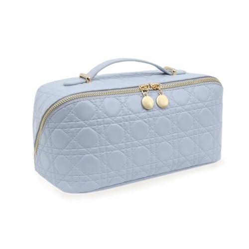 Travel Makeup Bag – Large Cosmetic Organizer with Waterproof PU Leather, Smooth Double Zipper & Tear-Resistant Lining, Toiletry Pouch for Women (Ice) - color: 04-Ice