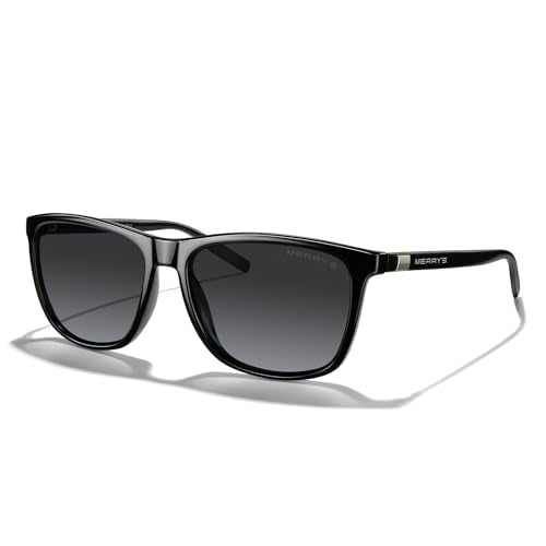 MERRY'S Unisex Polarized Aluminum Sunglasses Vintage Sun Glasses For Men/Women S8286 - color: Black Frame/Gray Gradient Lens/Black Temples