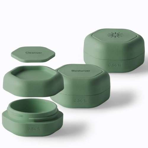 Cadence Capsules - Basic Skincare Set, Eucalyptus - Three Small Containers with Magnetic Lids - 100% Leak Proof & TSA Approved for Travel and Carry On, Minimalist & Stackable (0.56 oz Each) - color: Eucalyptus, size: Basic Set