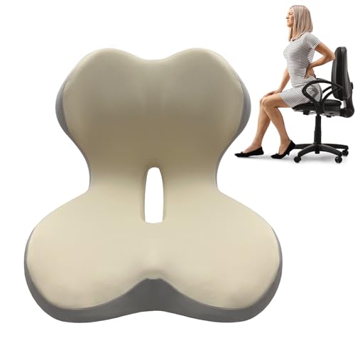 Buttocks Cushion for Office Chair Memory Foam Seat Pad for Butt Support Tailbone Relief Ergonomic Chair Cushion for Home Car Travel or Work (Off White) - color: Off White