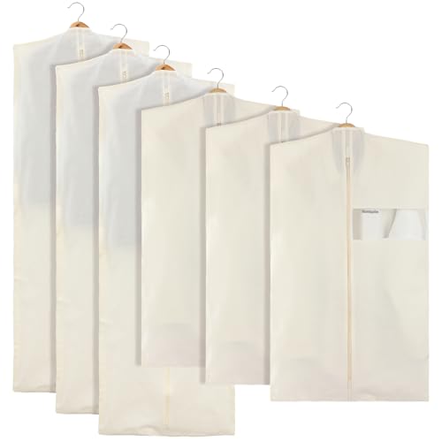 Aliceset 6 Pcs 40'' and 65'' Cotton Garment Bags for Hanging Clothes Canvas Suit Bags for Clothes Coats Jackets Shirts Closet Storage Travel Gusseted Hanging Garment Cover - size: 65 Inches 40 Inches