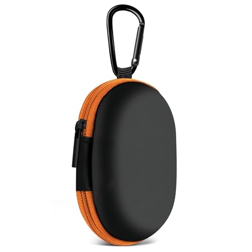 for Earbuds Carrying Case, Small Oval Storage Cases, Tech Pouch, Portable Storage Earbud Pouch Bag for Earbuds, in-Ear Headphones, Earphones, Headsets, Hearing Aids, USB Charging Cable, Orange - color: D4-oval orange