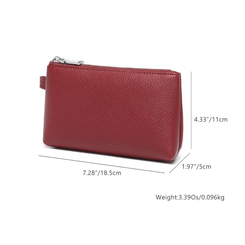 30 Color PU Faux Leather Travel Toiletry Bag for Women, Mini Cosmetic Pouch Organizer with 2 Dividers, Easy Clean Makeup Bag for Purse, Gift Idea (PU Faux Leather/Encore Red) - color: PU/Encore Red