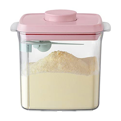 Ankou Formula Container - 1700ml Airtight Formula Dispenser One Button Handy Milk Powder Container BPA-Free Storage Containers with Scoop and Scraper Transparent 730g - color: 1700ml Pink