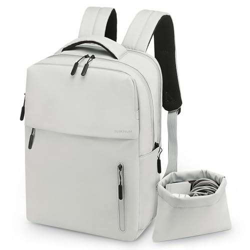 Lightweight Commute Backpack for Men & Women, Water-Resistant Travel Daypack with 15.6-Inch Laptop Compartment & Anti-Theft Pockets, Cloud Gray - color: Cloud Gray