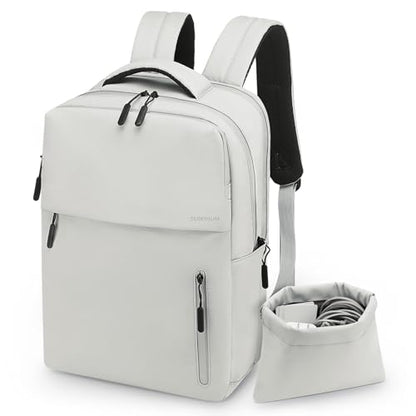 Lightweight Commute Backpack for Men & Women, Water-Resistant Travel Daypack with 15.6-Inch Laptop Compartment & Anti-Theft Pockets, Cloud Gray - color: Cloud Gray