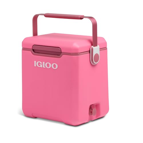 Igloo Tag Along Too Coolers | Insulated Hard Shell Picnic Style Cooler | Rolling Ice Chest - color: Thrift Pink, style: Highrise