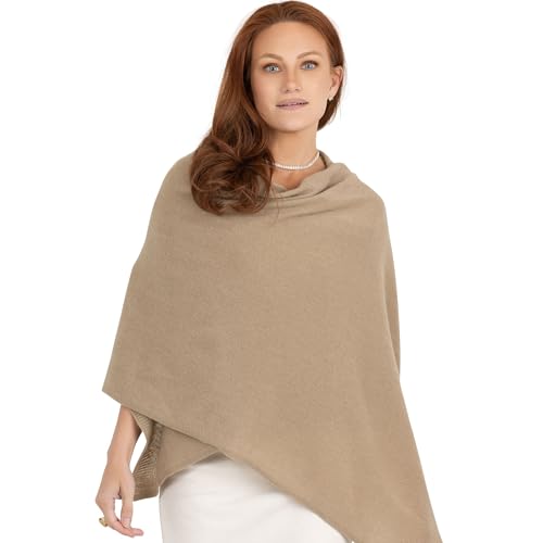 Velanio Cashmere 100% Cashmere Knitted Wrap Pashmina Shawl Extra Large Scarf Stole for Women Travel - color: Camel