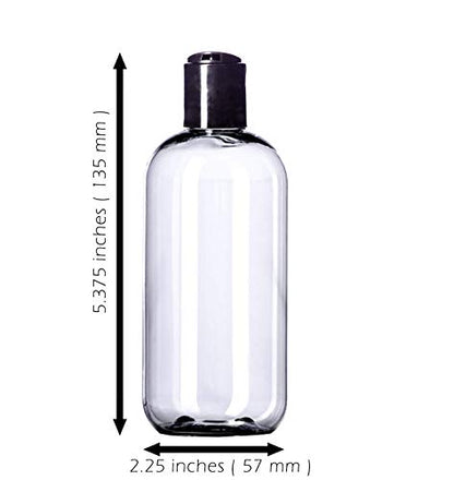 8oz Plastic Bottles (6 Pack) BPA-Free Squeeze Clear Toiletries and Shampoo Containers with Disc Cap, Labels Included for Travel - color: Clear