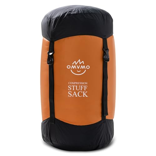 Compression Sack, 12L/19L/32L/46L/53L Water-Resistant Sleeping Bag Stuff Sack,Anti-Tear Ultra Light 400T 20D Nylon Storage Bag,Space Saving Gear for Camping Hiking Travel 1Pcs - color: Orange, size: XXL/53L