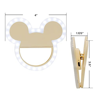 Impressions Vanity Disney Mickey Mouse GlowMe LED Beauty Selfie Ring Light with 3 Level Adjustable Brightness, Portable Clip-on for Smartphone Photography, Camera, and Makeup - color: Mickey Mouse