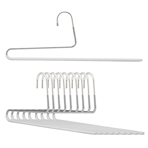 Mawa by Reston Lloyd Reverse Hook Trouser Series Non-Slip Space-Saving Clothes Hanger with Single Rod for Pants, Style KH/35U, Set of 10, White - color: White, size: Set of 10
