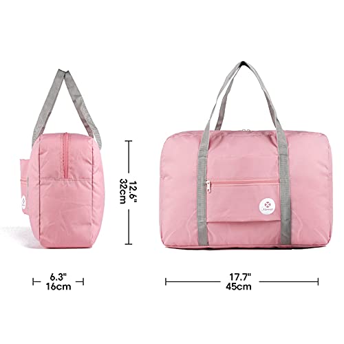 For Spirit Airlines Personal Item Bag Foldable Travel Duffel Bag Tote Carry on Luggage Duffle Overnight for Women and Men - color: 1112 Pink