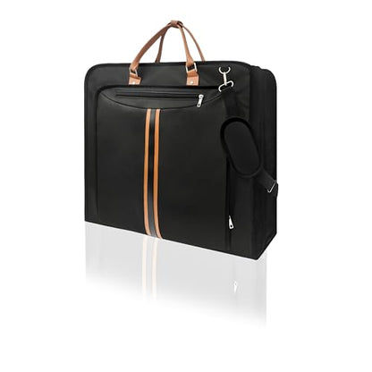 Garment Bags for Travel, Large Carry On Suit Bag for Hanging Clothes, Waterproof & Wrinkle Free with Shoulder Strap for Business, for Men and Women (Black)