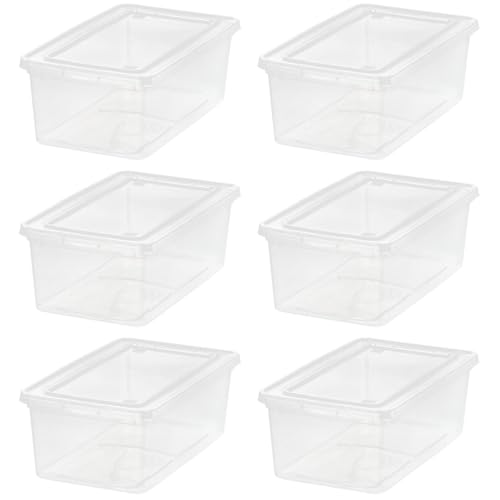 IRIS USA 6 Qt Storage Bins with Lids, 6-Pack Clear Plastic Storage Containers, Stackable Organization Boxes for Shoes, Crafts, Classroom Supplies & Household Storage - size: 6 Qt - 6 Pack