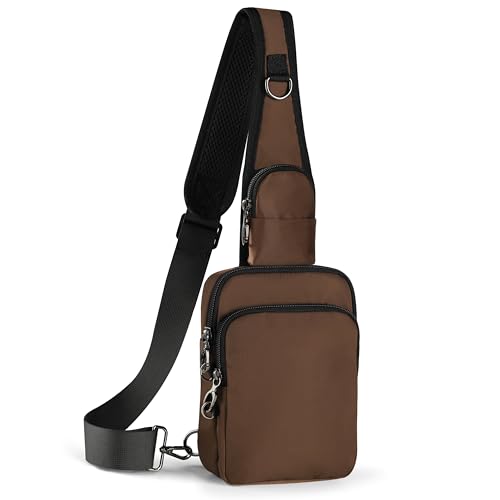 VADOO Sling Bag, Crossbody Bag with Zipper Lock, RFID Blocking & Water Resistant for Men and Women - color: Brown
