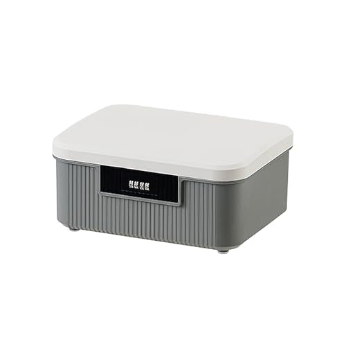 RUIAN Lockable Storage Container Bin, 2.3 Gallon Security Portable Combination Lock Plastic Box, Locked Security Box Suitable for Storing Important Items and Documents (White Gray) - color: White Gray, size: 2.3gallon (1 Box)