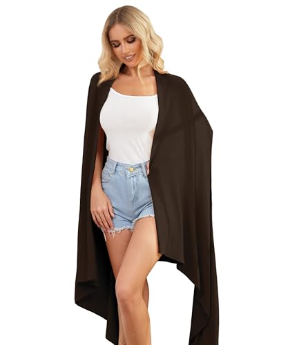 Tencel Cashmere Shawl Wraps for Women,Pashmina Stole Airplane Travel Wool Scarf Blanket Wrap Lightweight UPF 50+ - color: Brown
