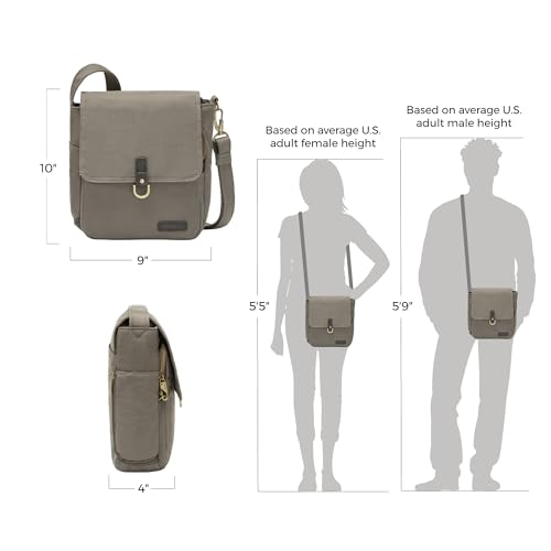 Travelon Anti-Theft Courier Tour Bag - color: Stone Gray