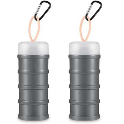 Baderke 2 Pcs Protein Powder Container with Funnels Stand, 4 Stackable Leakproof Protein Powder Dispenser, Portable Keychain Powder Container for Workout, Fitness, Travel(Black) - color: Black