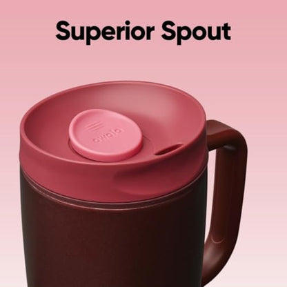 Owala SmoothSip Slider Stainless Steel Insulated Travel Mug with Handle, 100% Leak Proof, For Hot and Cold Drinks, Travel Friendly with Sliding Lock Lid, 12oz, BPA Free, Leak Proof, Black Cherry - color: Black Cherry, size: 12 Ounces