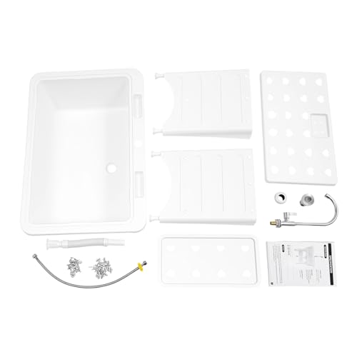 Freestanding Plastic Laundry Sink, Utility Sink Laundry Tub with Faucet, Indoor and Outdoor Utility Sink Hoses and Drain Kit, Slop Sink Wash Station for Garage/Basement/Garden - color: White, 32.3 x 22.4 x 29.9in
