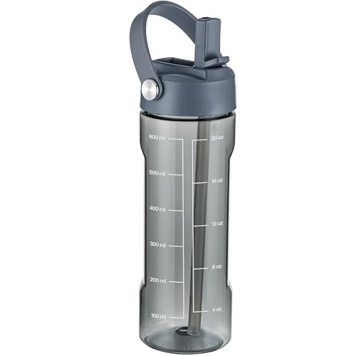 GOPPUS 20oz Clear Water Bottle with Flip Straw, Lightweight, Leakproof, Easy Carry and BPA-Free, Tritan Water Bottlefor Sport, Travel, Outside (Grey) - color: Grey, size: 20 Ounces