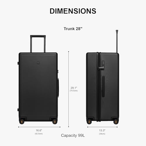 LEVEL8 Trunk Luggages, Large Suitcase 28 Inch Luggage with Spinner Wheels, Luminous Textured Checked Lightweight Hard Shell with Tsa Lock, Black - color: Black, size: Trunk 28 Inch