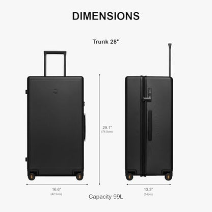 LEVEL8 Trunk Luggages, Large Suitcase 28 Inch Luggage with Spinner Wheels, Luminous Textured Checked Lightweight Hard Shell with Tsa Lock, Black - color: Black, size: Trunk 28 Inch