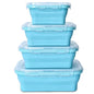 Collapsible Silicone Food Storage Containers 4 Set Airtight Leak Proof Food Containers with Lids Meal Prep for Microwave Freezer Dishwasher for Kitchen Camping Office Sky Blue - color: Sky blue