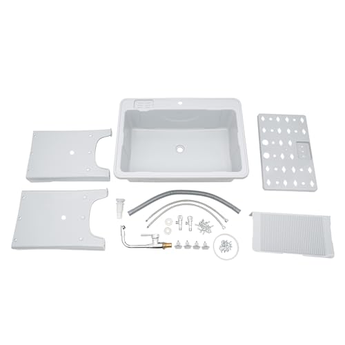 Laundry Sink, Freestanding Plastic Laundry Sink With Washboard Utility Sink Laundry Tub Indoor and Outdoor Utility Sink with Faucet Hoses Drain Kit for Laundry Room Washing Room Garden Garage - color: 31.5*22.05*31.5in -Gray