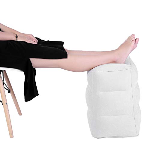 Inflatable Travel Foot Rest for Kids, Lightweight Compact Multi Functional Airplane Car Leg with Carry Bag, PVC Inflatable Footstool