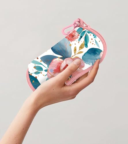 Sunglasses Case Soft Glasses Cases for Women Pouch Eyeglass Bag Eye Glass Kids Girls Sun Glasses Cute Kawaii - color: Pink Peony