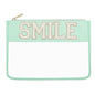 Beach Vacation Essentials Clear Makeup Bag with Glitter Chenille Zipper Cosmetic Pouch for Travelling Women (Mint-Smile) - color: Mint-Smile, size: Flat