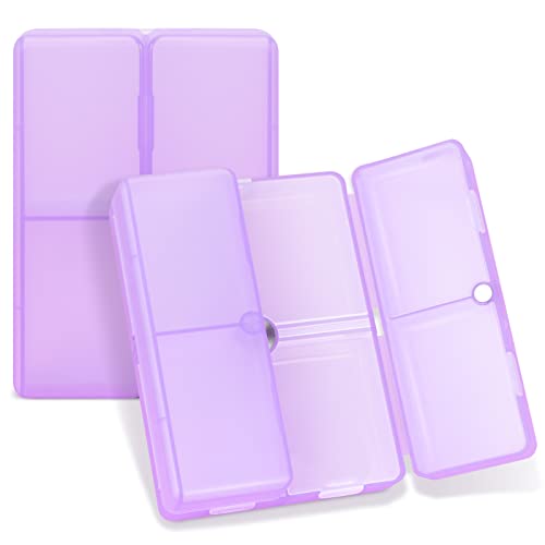 FYY Daily Pill Organizer, 7 Compartments Portable Pill Case Travel Pill Organizer,[Folding Design] Pill Box for Purse Pocket to Hold Vitamins,Cod Liver Oil,Supplements and Medication-Clear Purple - color: Clear Purple, size: Small (1 Piece)