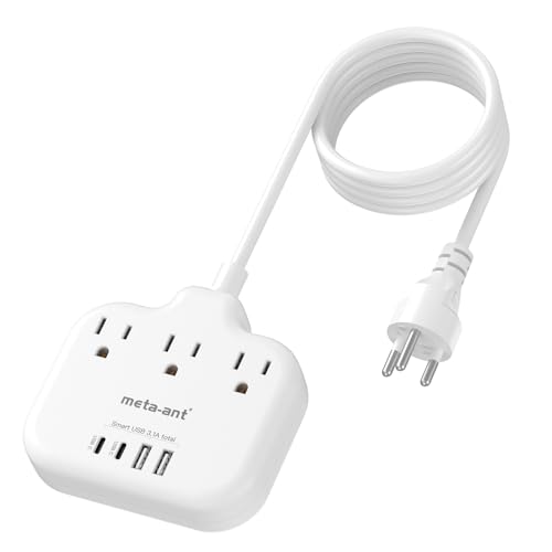 Thailand Power Adapter with 4FT Extension Cord, meta-ant Thailand Plug Adapter with 3 American Outlets 4 USB Ports(2 USB-C), Type O Adapter for US to Thailand - style: Type O-Thailand