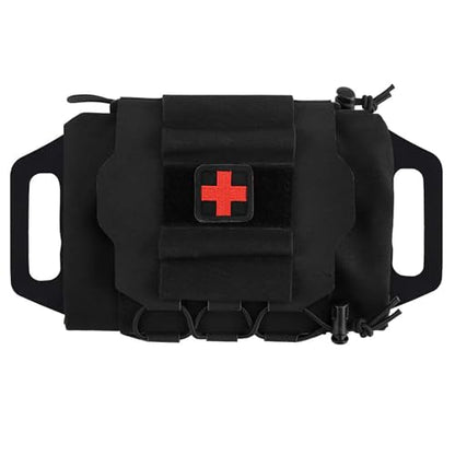 SABADO Rapid/Quick Deploy First Aid Kit Pack Tactical IFAK Pouch Two-Piece System Med Roll Carrier Hypalon Handle Outdoor Sport Hunting Bag - color: Black-87