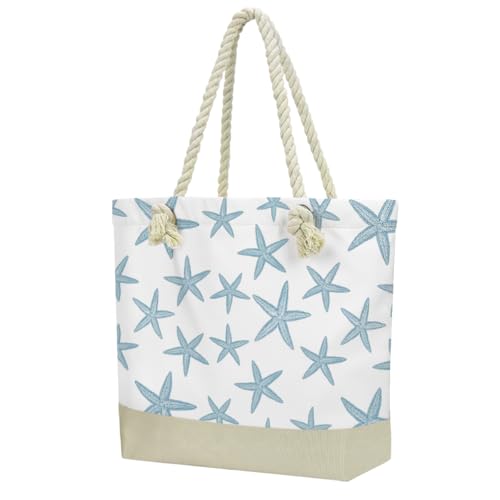 Fokongna Tote Bag For Women, Beach Bag Best Friend Travel Birthday Gifts, Travel Parties Vacation Shopping Essentials - color: Blue Starfish Print