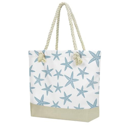 Fokongna Tote Bag For Women, Beach Bag Best Friend Travel Birthday Gifts, Travel Parties Vacation Shopping Essentials - color: Blue Starfish Print