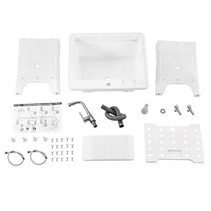 Laundry Sink, Freestanding Plastic Laundry Sink With Washboard Utility Sink Laundry Tub Indoor and Outdoor Utility Sink with Faucet Hoses Drain Kit for Laundry Room Washing Room Garden Garage - color: 25.6*21.65*31.5in -White