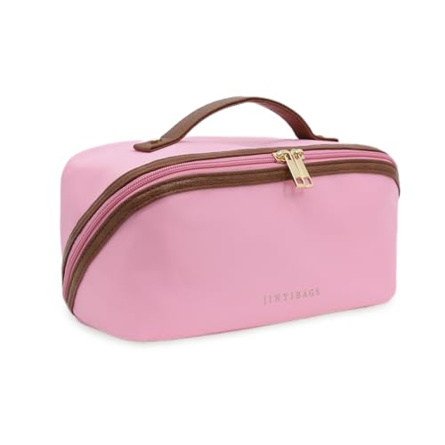 Travel Makeup Bag – Large Cosmetic Organizer with Waterproof Nylon, Smooth Double Zipper & Tear-Resistant Lining, Toiletry Pouch for Women (Pink) - color: 05-Pink