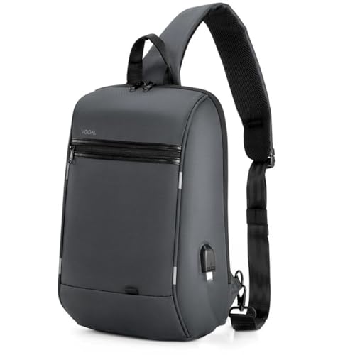 Kingsons 13" Anti-Theft Laptop Sling Backpack. Waterproof nylon, USB port. Ideal for travel, hiking, camping. (FG6301-Grey) - color: Fg6301-grey