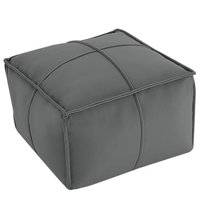 MeMoreCool Stuffed Round Pouf Ottoman Foot Rest, Floor Pouf Foot Stool with Soft Foam Chunk Filling, Small Round Ottoman Footstool Circle Footrest for Living Room - color: Piping Dark Grey