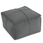 MeMoreCool Stuffed Round Pouf Ottoman Foot Rest, Floor Pouf Foot Stool with Soft Foam Chunk Filling, Small Round Ottoman Footstool Circle Footrest for Living Room - color: Piping Dark Grey