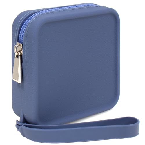 Silicone Mini Makeup Bag Pouch for Purse, Small Cosmetic Travel Bag Zipper Pouch Waterproof Cute Coin Purse Portable Makeup Storage Bag Travel Toiletry Organizers Bag for Women Girls - color: Mini Blue