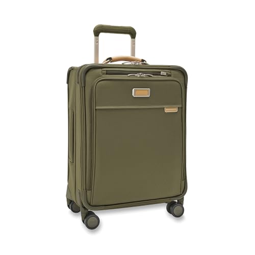 Briggs & Riley 21" Global Carry On Expandable Spinner - Luggage for International Travel, Suitcases with Wheels, Softside Rolling Bag for Men & Women, Self-Repairing Zipper- Baseline Collection, Olive - color: Olive, size: 21" Global Carry-On